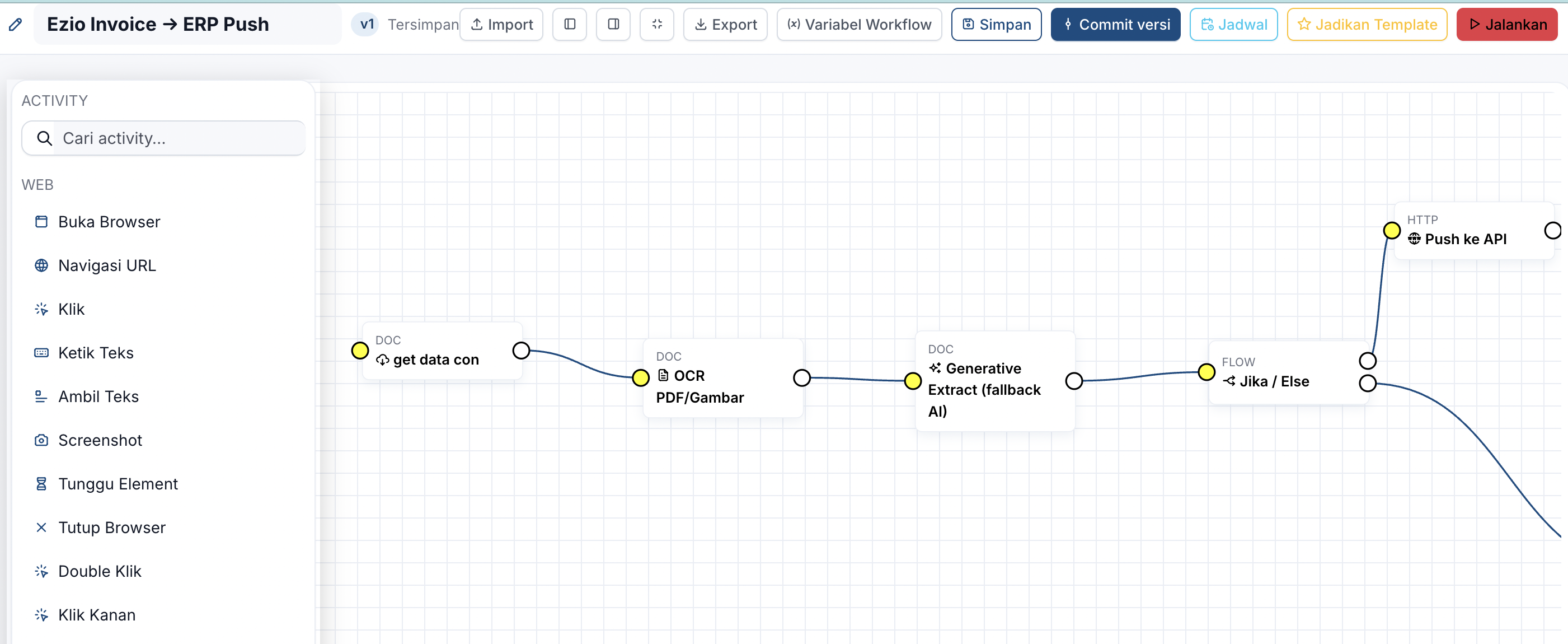 Robiq Designer — ERP push workflow visual